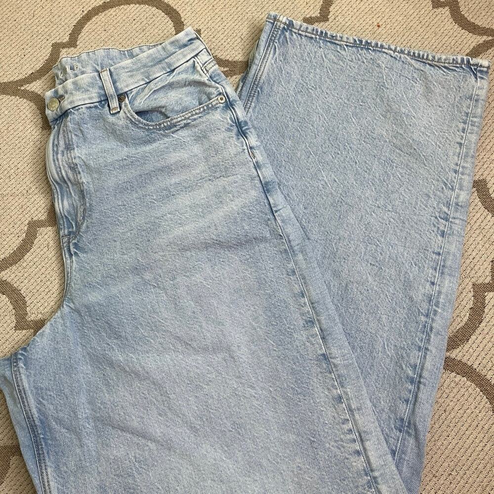 American Eagle AE Curvy Super High-Rise Baggy Straight Jeans Light Blue Size 16L